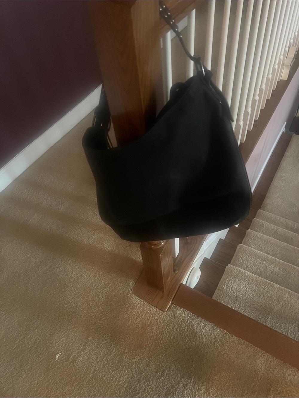 Black Rivet Black Shoulder Bag with beige Lining